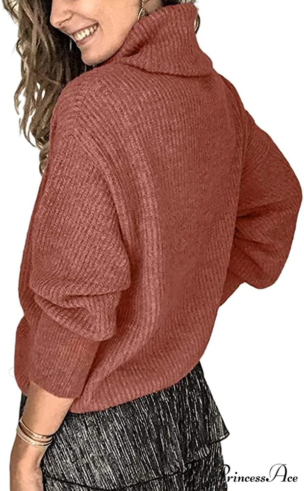 Women's Oversized Turtleneck Chunky Pullover Sweaters - Image 4