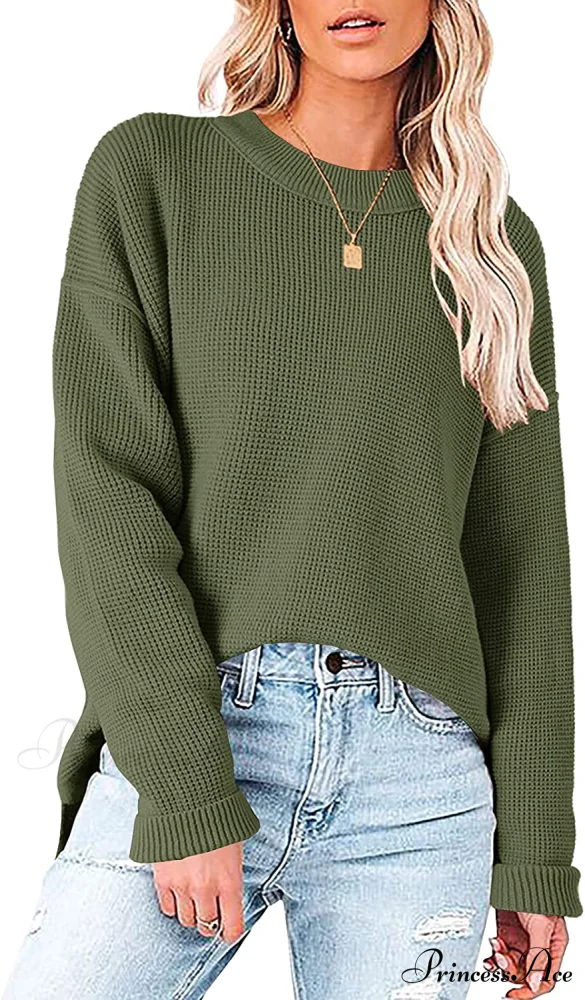 Womens Fall Sweater Crew Neck Long Sleeve Pullover Sweaters - Image 4