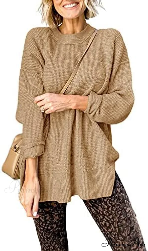 Womens Fall Sweater Crew Neck Long Sleeve Pullover Sweaters - Image 6