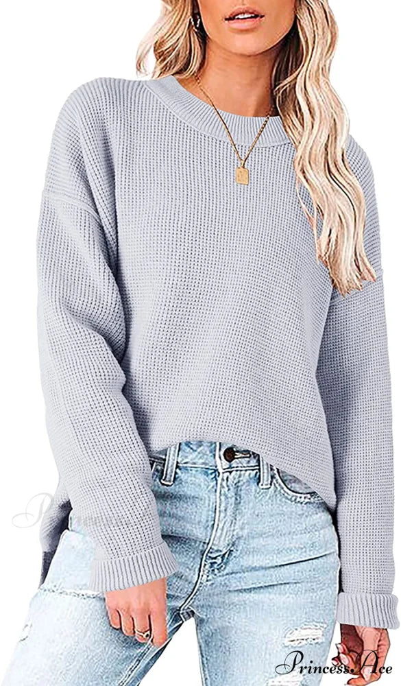 Womens Fall Sweater Crew Neck Long Sleeve Pullover Sweaters - Image 7