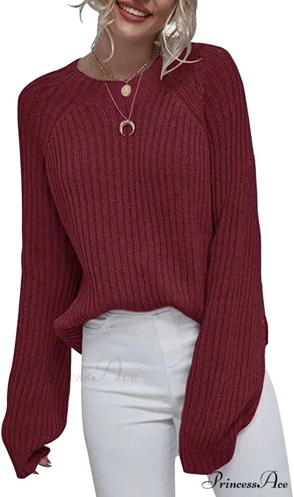 Womens Crew Neck Pullover Oversized Sweater - Image 7
