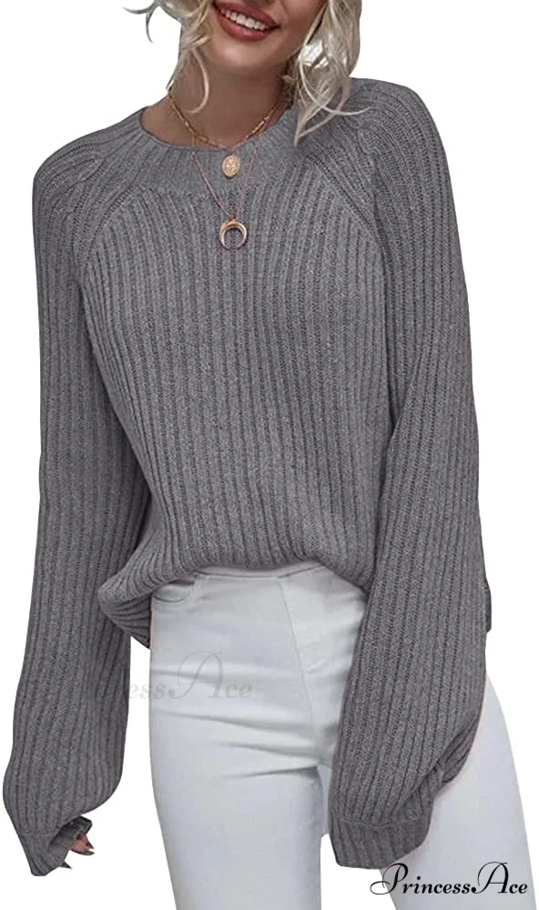 Womens Crew Neck Pullover Oversized Sweater - Image 8