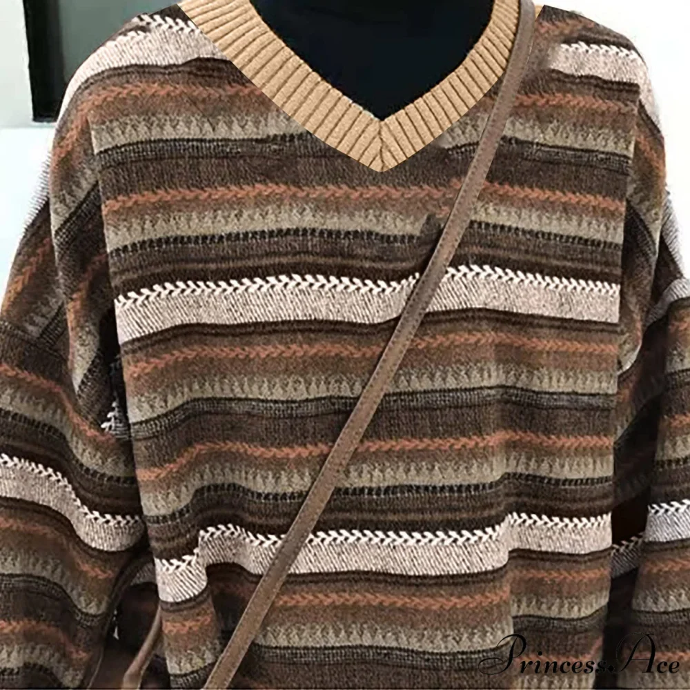 Ladies Autumn/Winter Retro Striped Sweater - Image 3