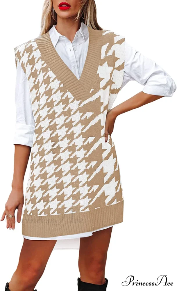 Women's Oversized V Neck Knit Sweater Vest Tunic Sleeveless Pullover Top - Image 11