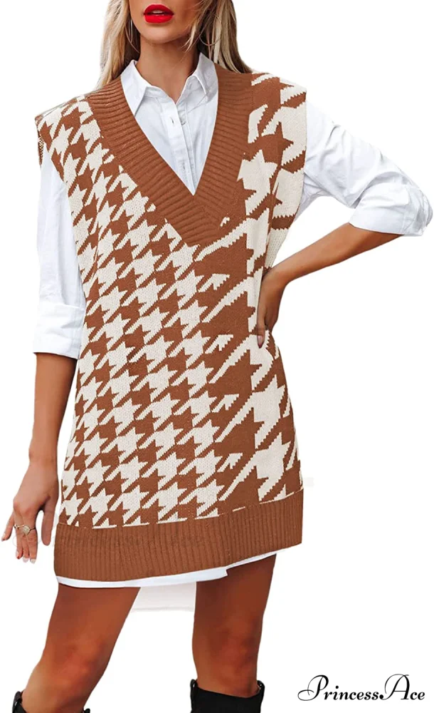 Women's Oversized V Neck Knit Sweater Vest Tunic Sleeveless Pullover Top - Image 8