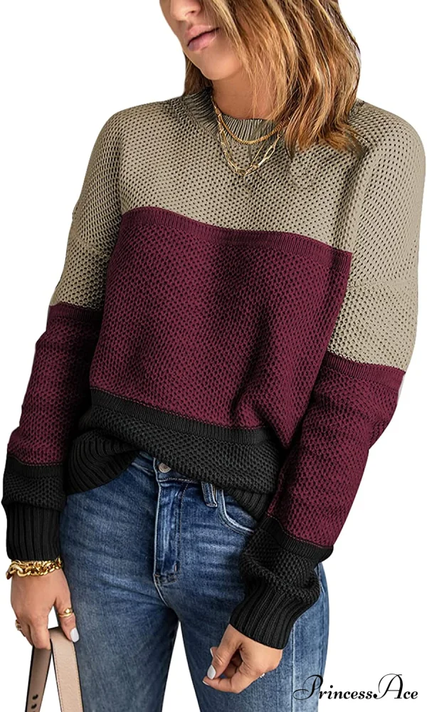 Womens Long Sleeve Crewneck Pullover Knit Jumper Tops - Image 10