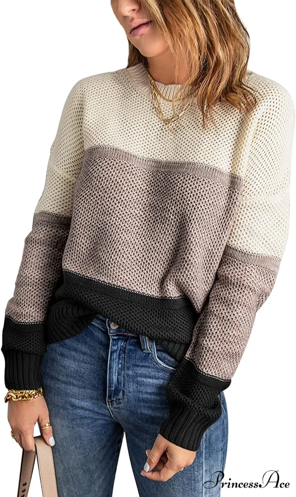 Womens Long Sleeve Crewneck Pullover Knit Jumper Tops - Image 13