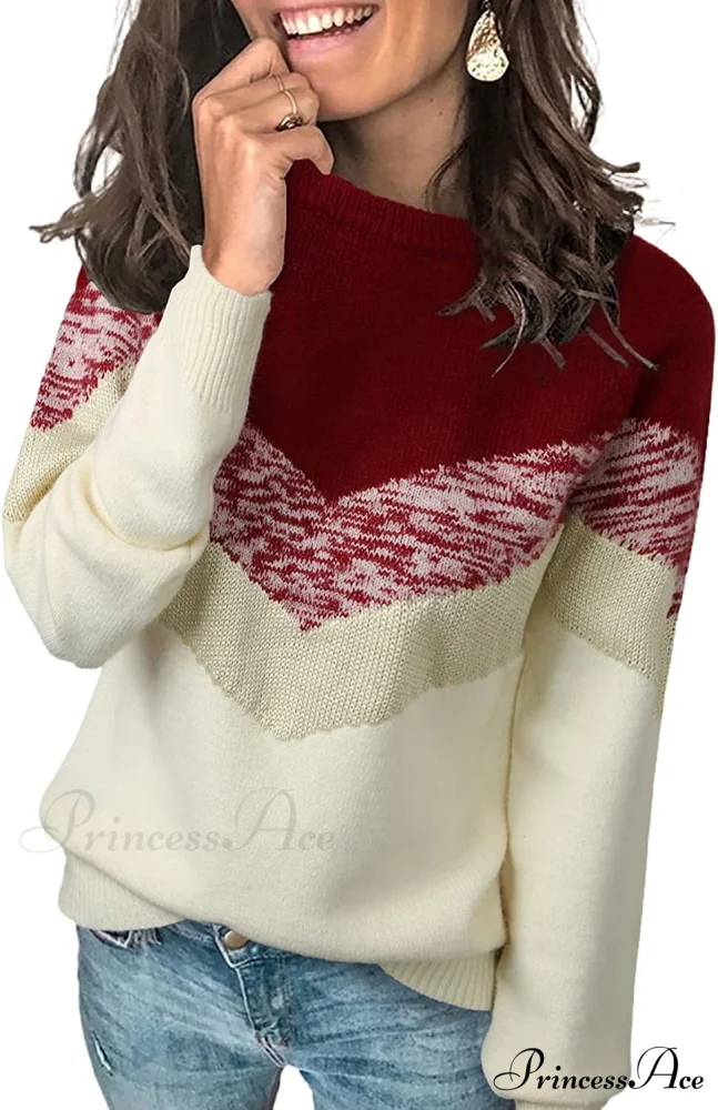Womens Long Sleeve Crewneck Pullover Knit Jumper Tops - Image 14