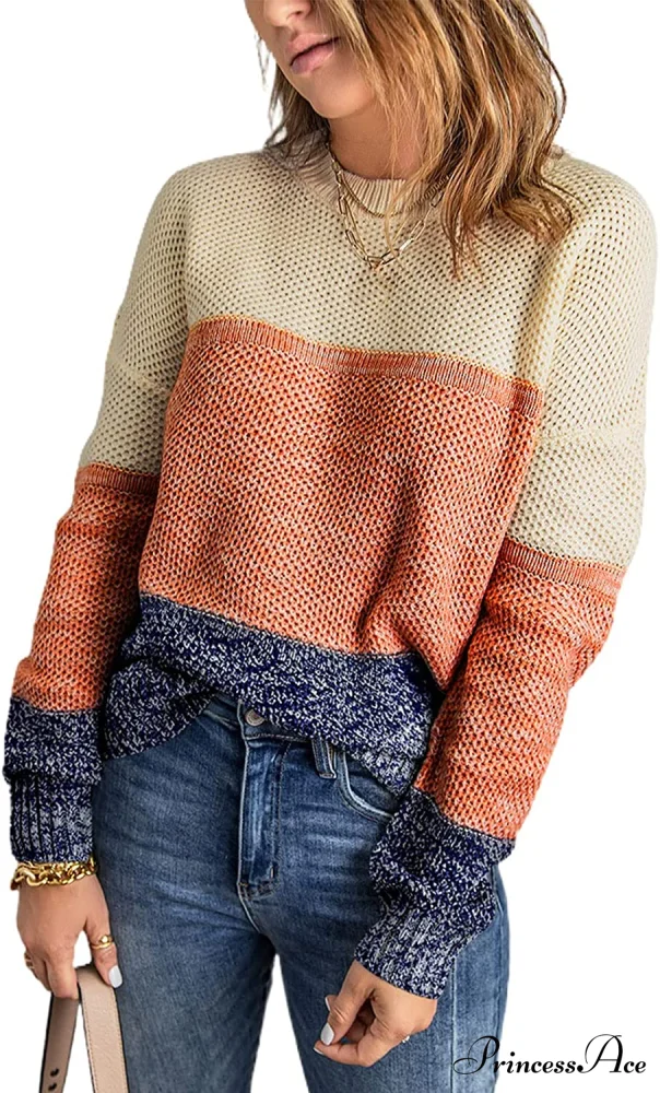 Womens Long Sleeve Crewneck Pullover Knit Jumper Tops - Image 16