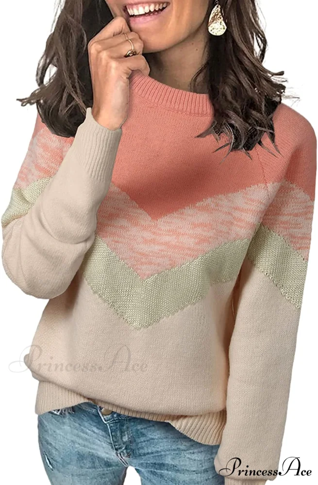 Womens Long Sleeve Crewneck Pullover Knit Jumper Tops - Image 17