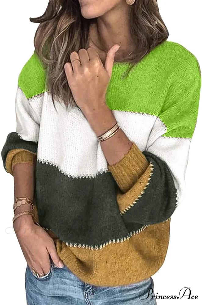 Womens Long Sleeve Crewneck Pullover Knit Jumper Tops - Image 18