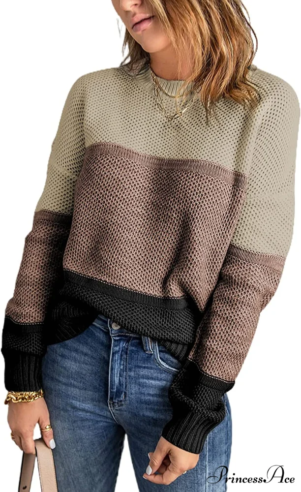 Womens Long Sleeve Crewneck Pullover Knit Jumper Tops - Image 19