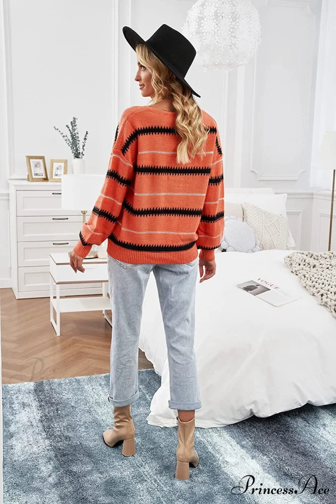 Womens Long Sleeve Crewneck Pullover Knit Jumper Tops - Image 2