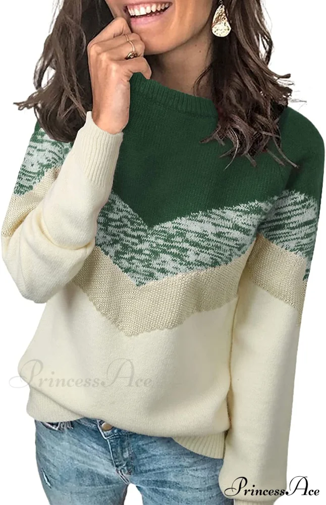 Womens Long Sleeve Crewneck Pullover Knit Jumper Tops - Image 8