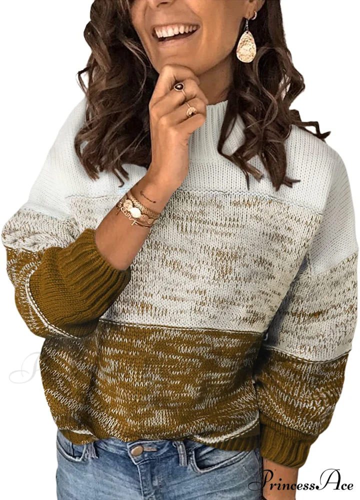Womens Long Sleeve Crewneck Pullover Knit Jumper Tops - Image 9