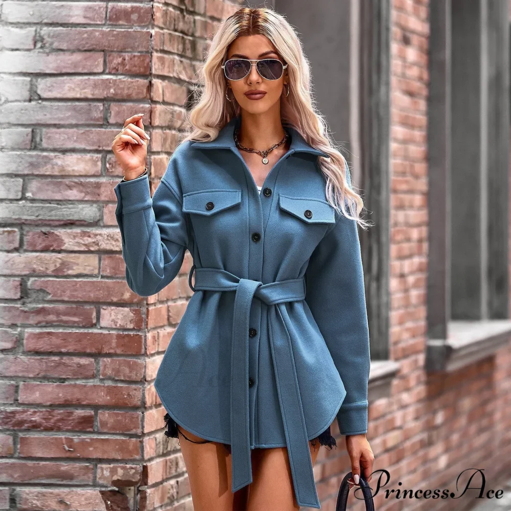 Elegant Long Sleeve Knit Casual Wool Coat - Image 7