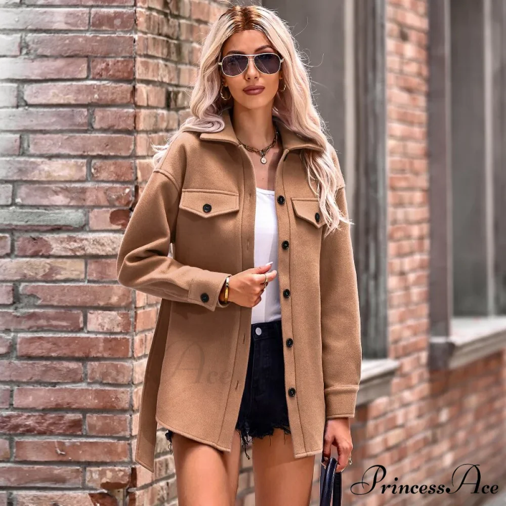 Elegant Long Sleeve Knit Casual Wool Coat - Image 9