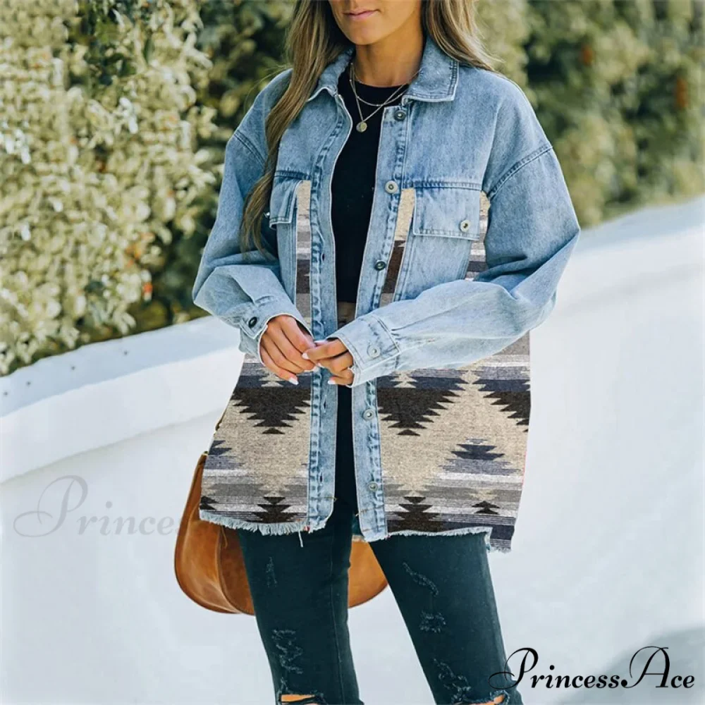 Denim Stitched Wool Coat - Image 18