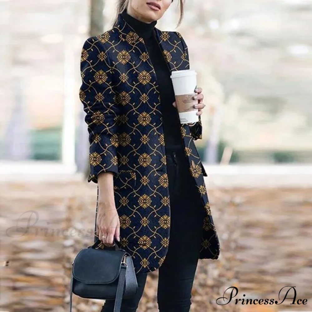 Plaid Printing Long Thin Coat - Image 13
