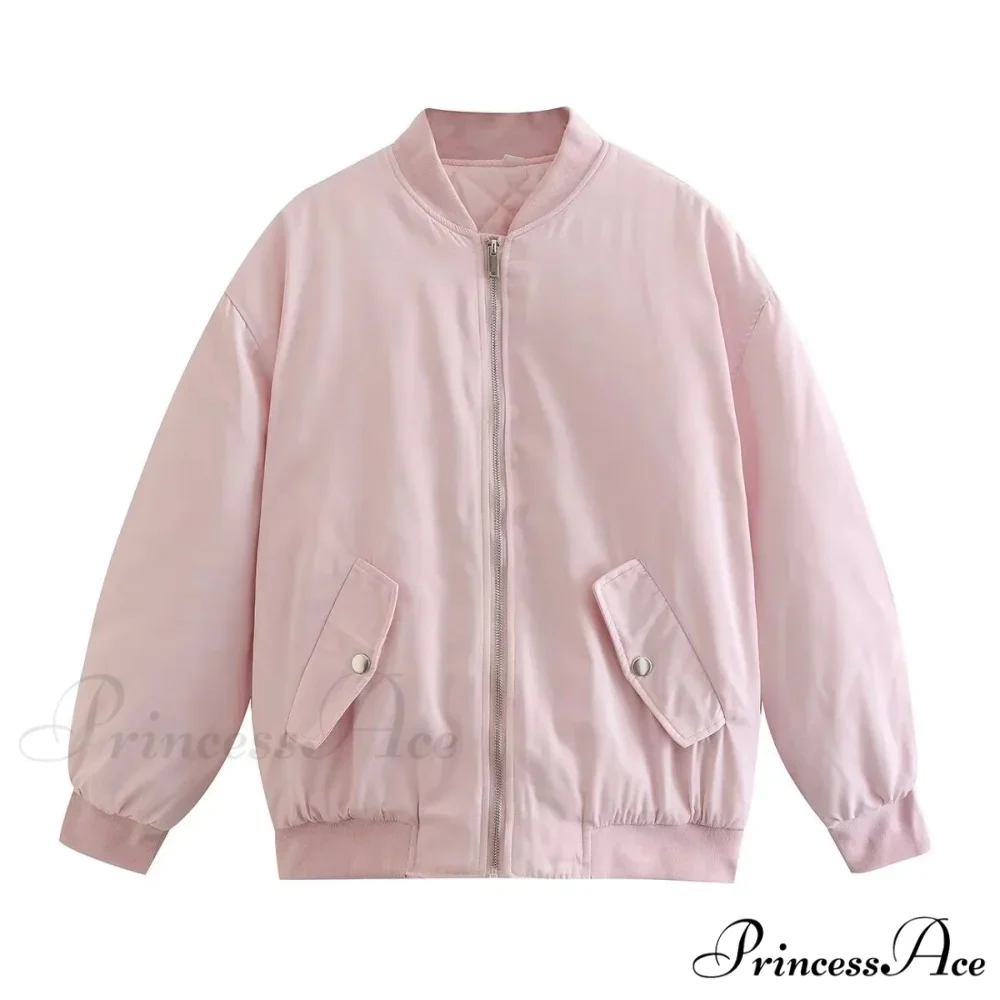 Fashion Zipper Loose Green Bomber Varsity Coat - Image 13