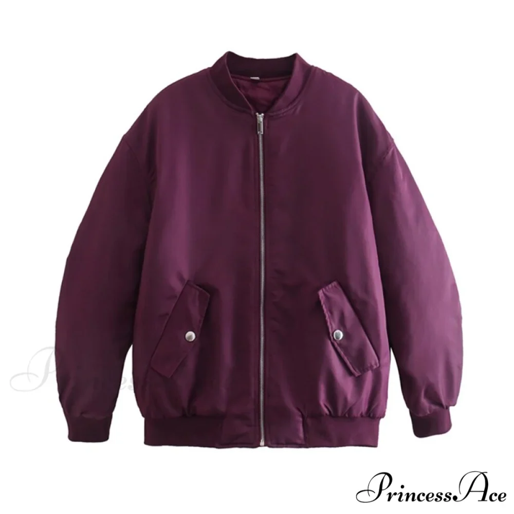 Fashion Zipper Loose Green Bomber Varsity Coat - Image 7