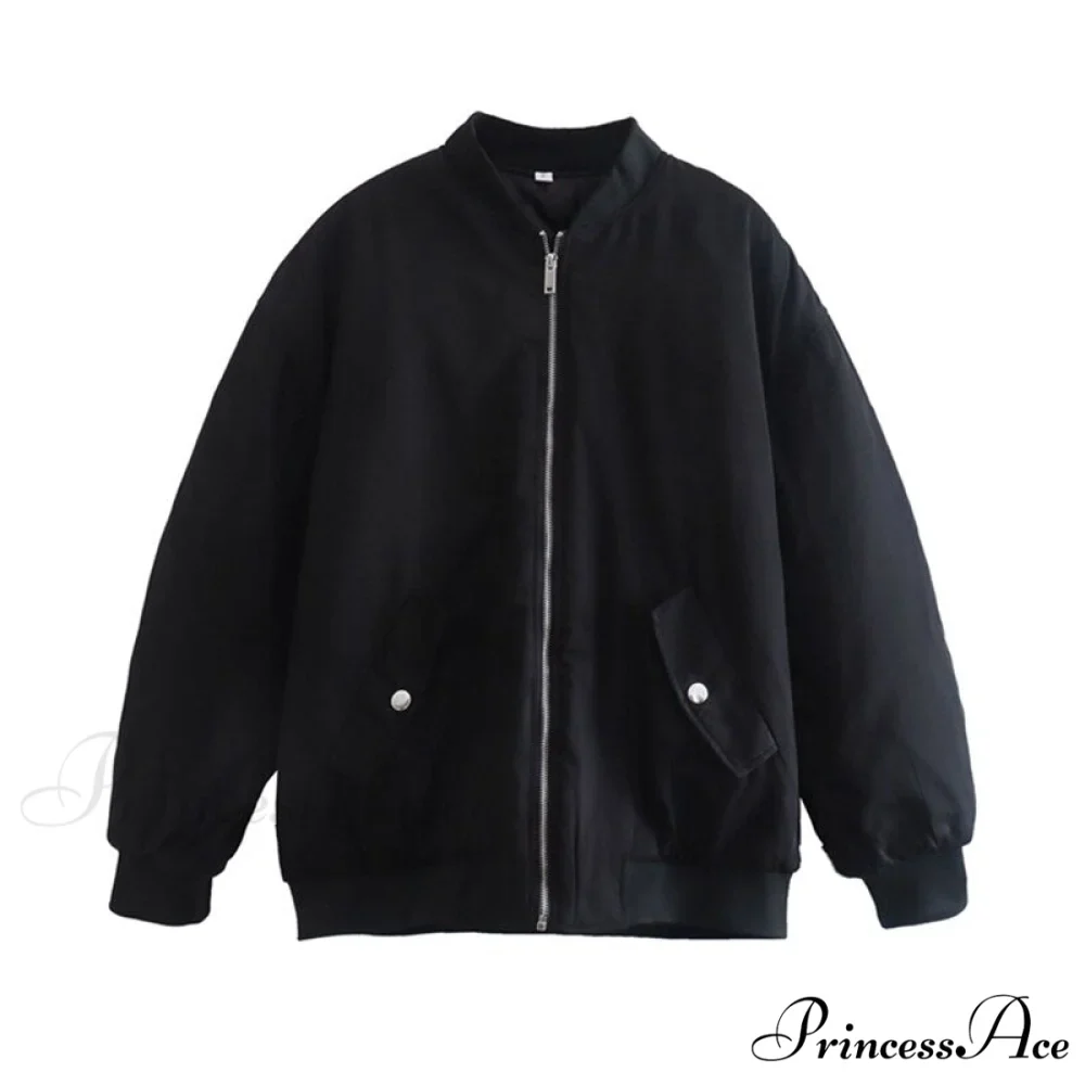 Fashion Zipper Loose Green Bomber Varsity Coat - Image 8