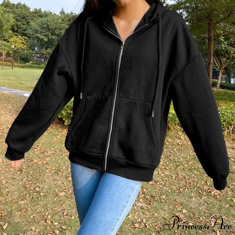 Solid Color Simple Zip-Up Coats - Image 2