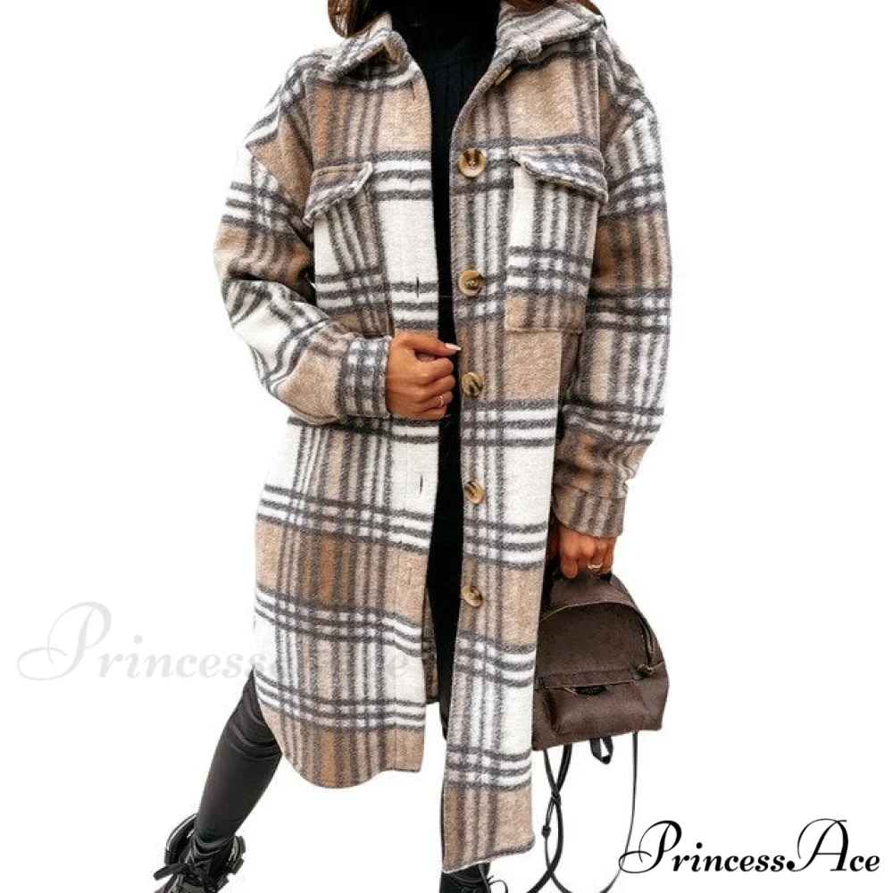Plaid Long Blouses Coat - Image 10
