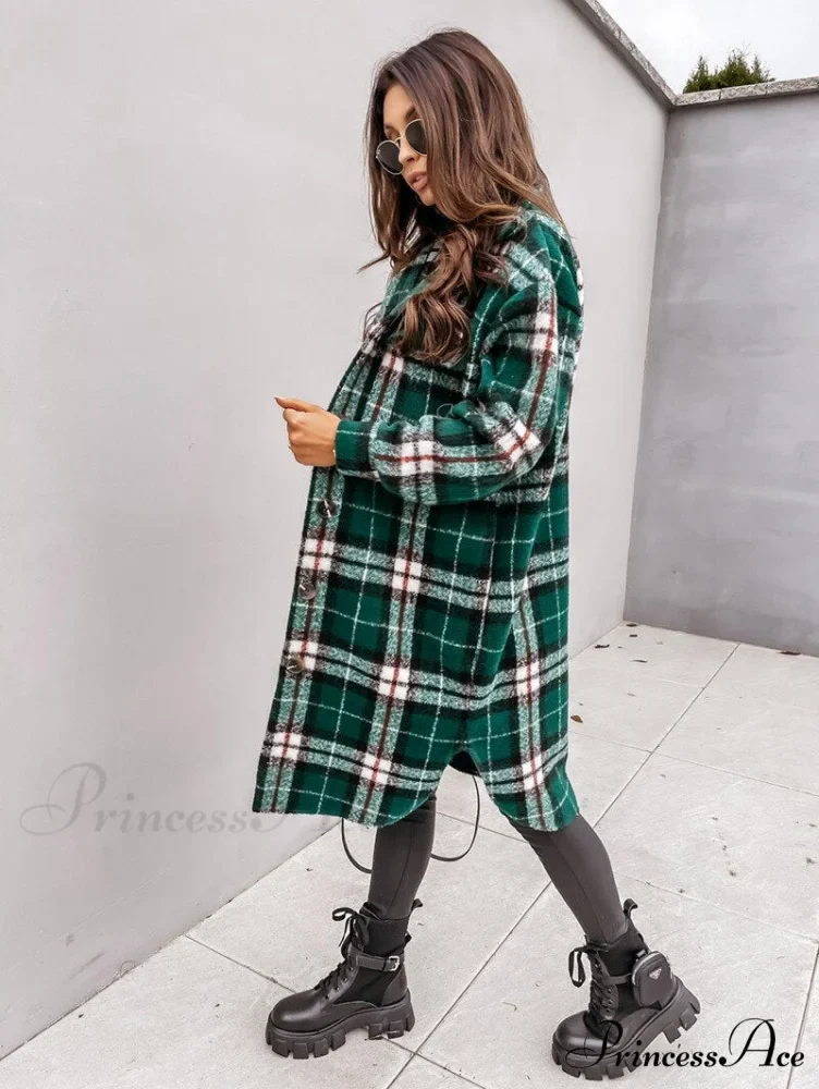Plaid Long Blouses Coat - Image 8