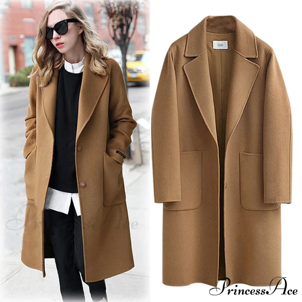 Wool Baggy Long Solid Simple All-match Overcoat - Image 2