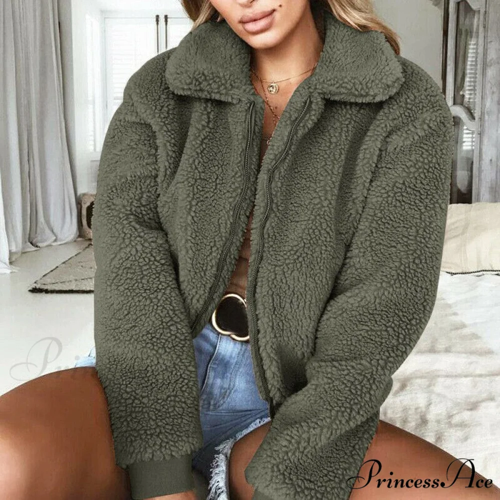 Faux FurWarm Soft Plush Zipper Coat - Image 7
