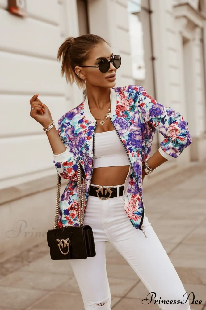 Flower Print Long Sleeve Coats - Image 12