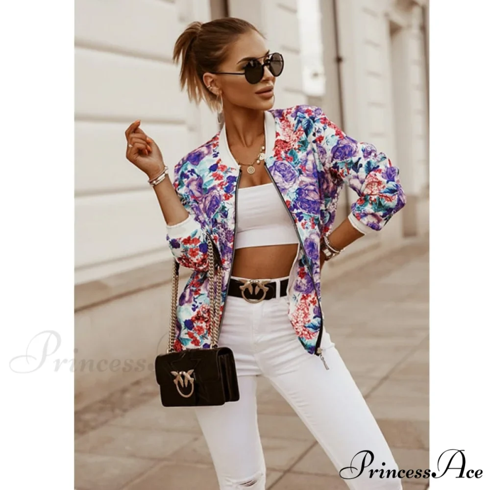 Flower Print Long Sleeve Coats - Image 2