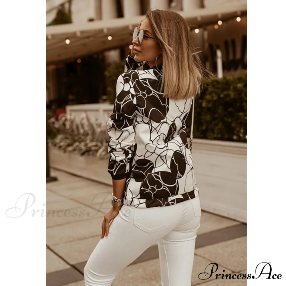 Flower Print Long Sleeve Coats - Image 7