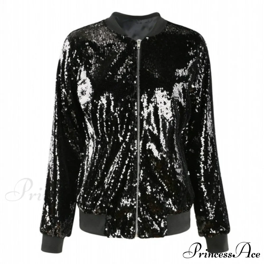 Sequin Green Bomber Zipper Coat - Image 6
