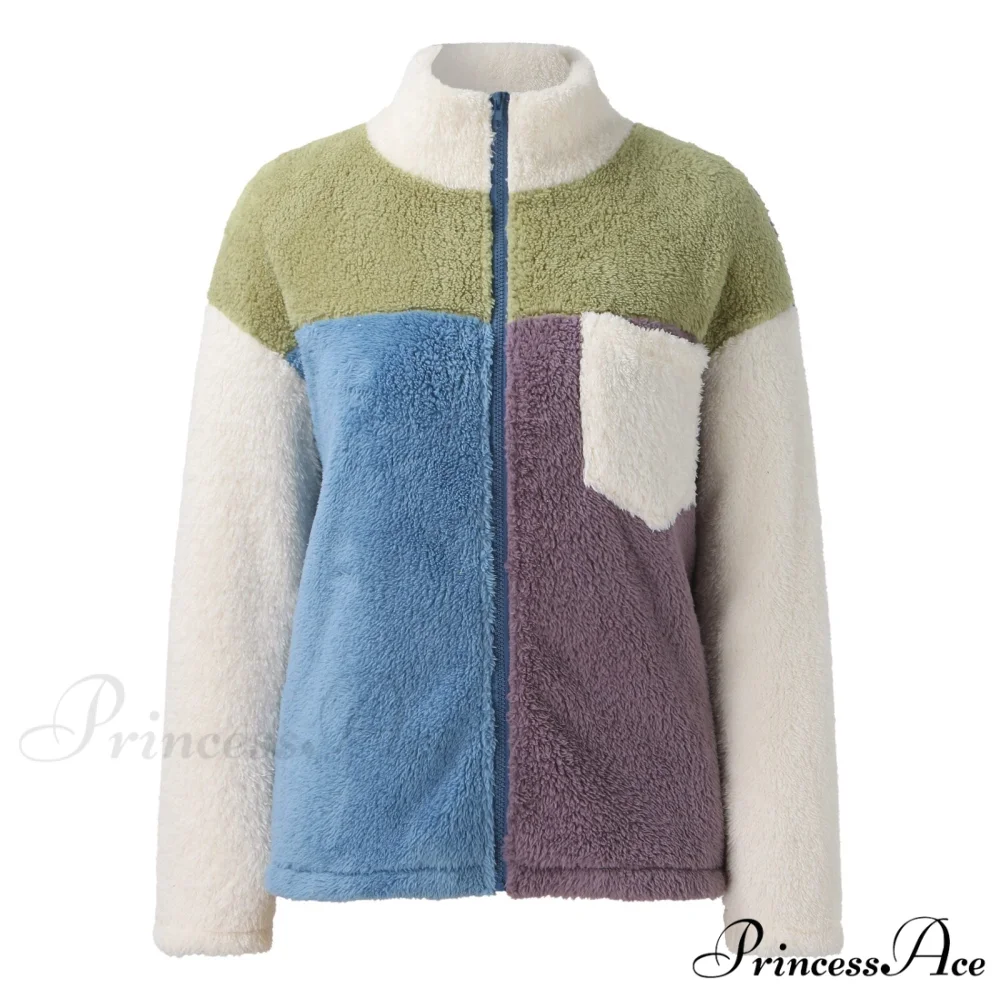 Fleece Fuzzy Faux Shearling Zipper Coat - Image 3