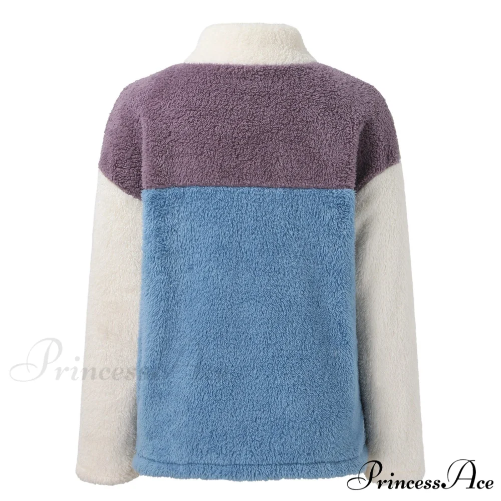 Fleece Fuzzy Faux Shearling Zipper Coat - Image 4