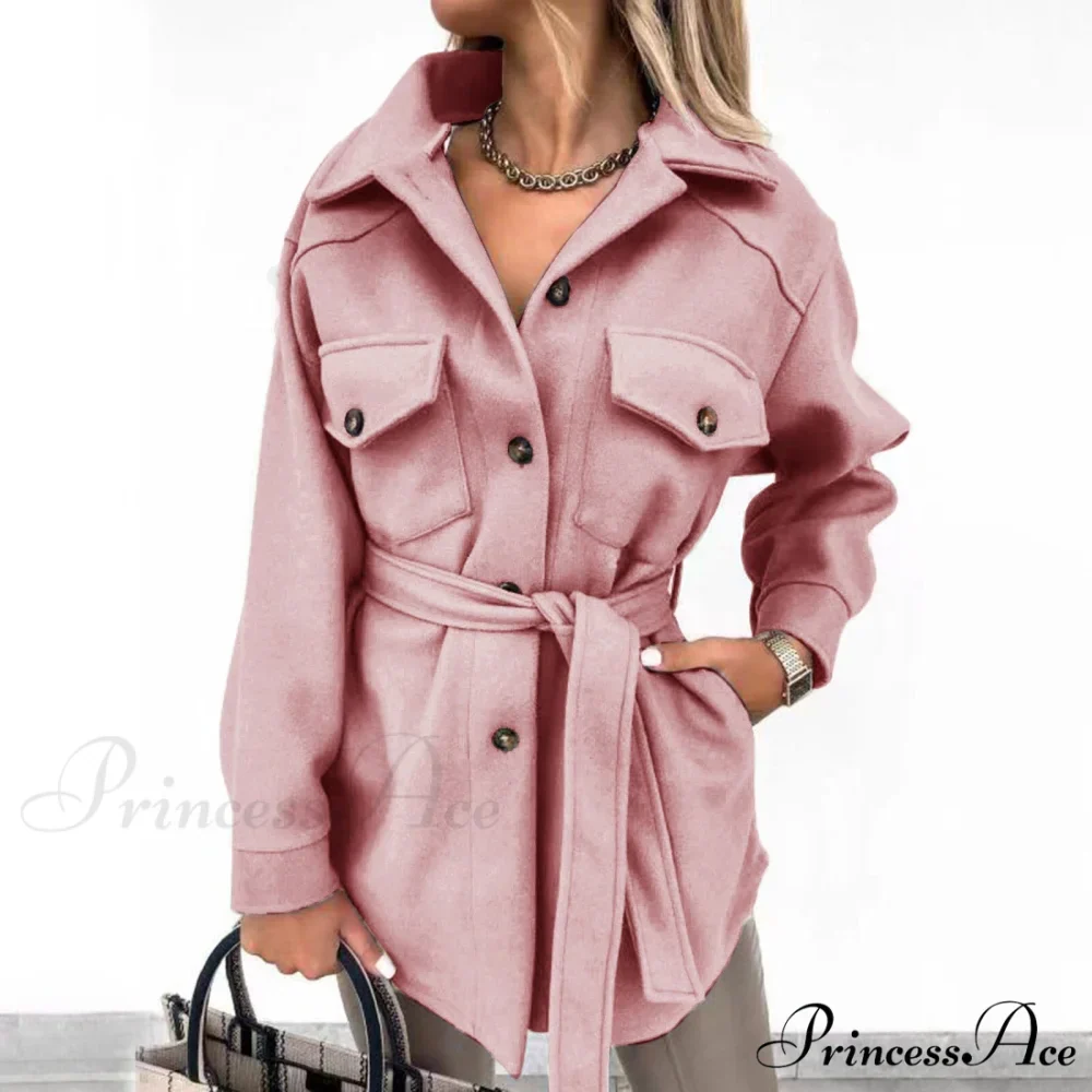 Casual Lapel With Belt Mid Long Coat - Image 6