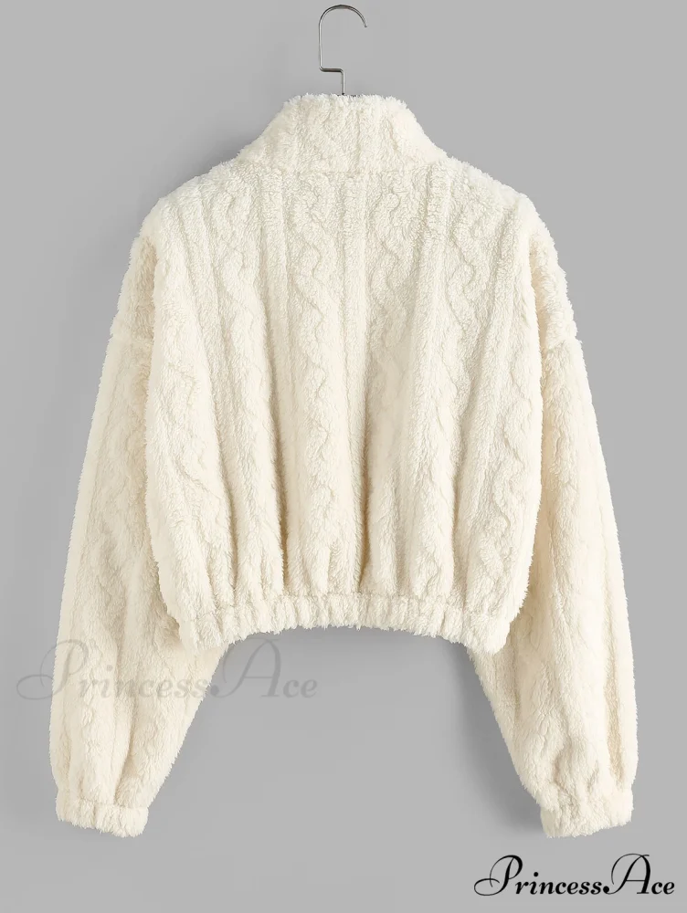 Faux Fur Fuzzy Drop Shoulder Coat - Image 3