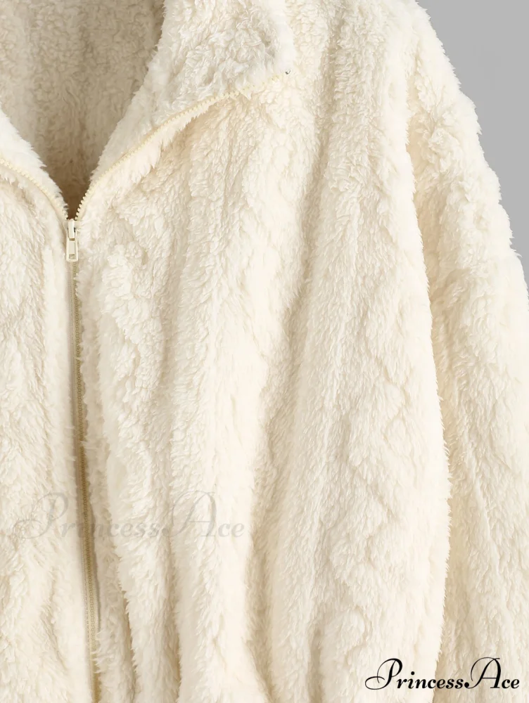Faux Fur Fuzzy Drop Shoulder Coat - Image 4