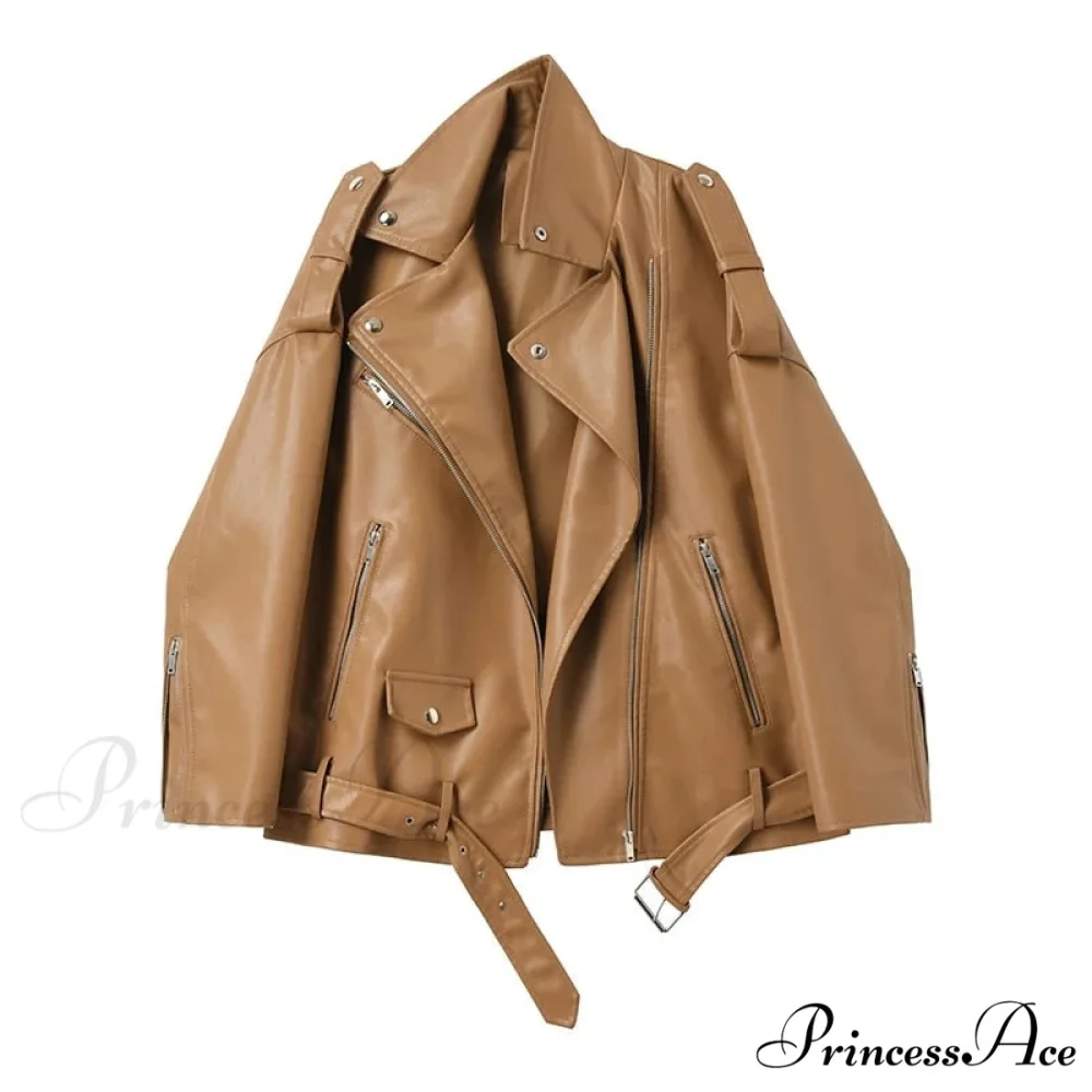 Faux Leather Cool Loose Coat - Image 4