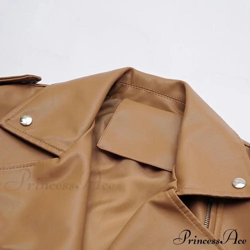 Faux Leather Cool Loose Coat - Image 5