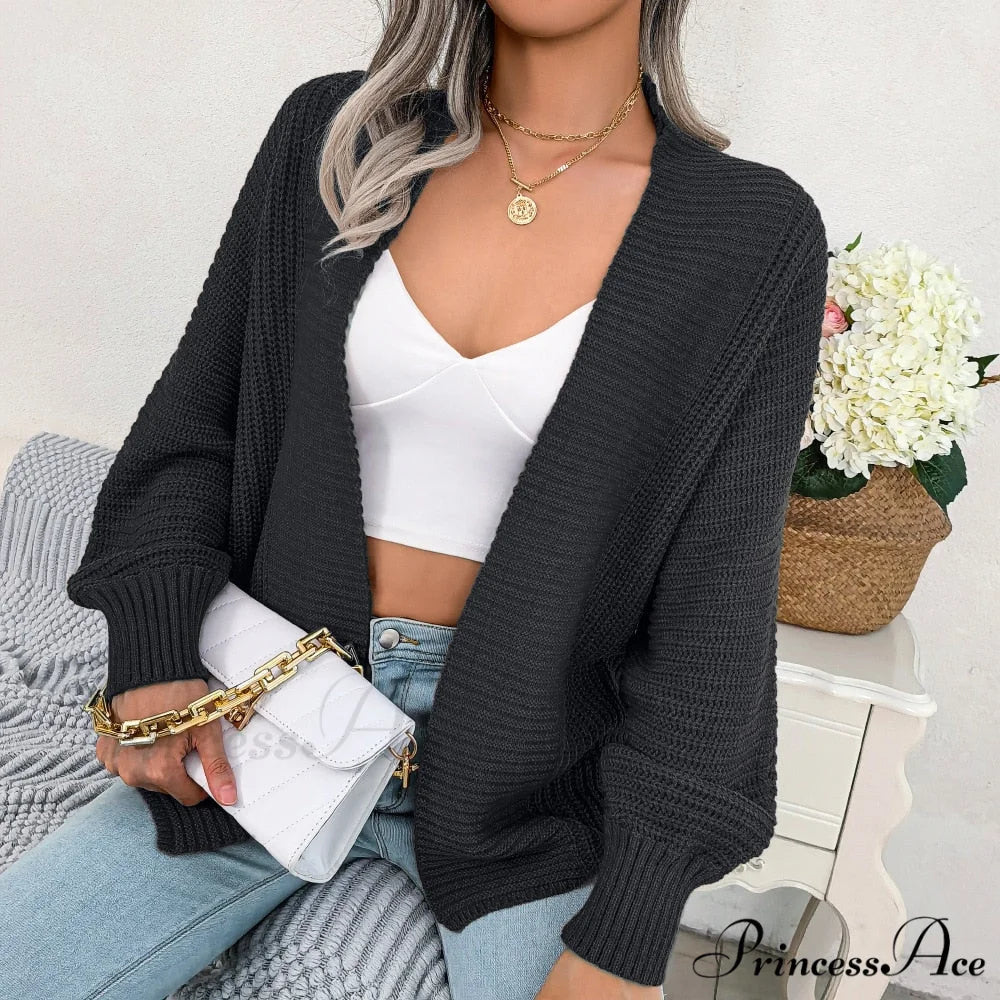 Long Sleeve Solid Color Knitted Cardigan Coat - Image 5