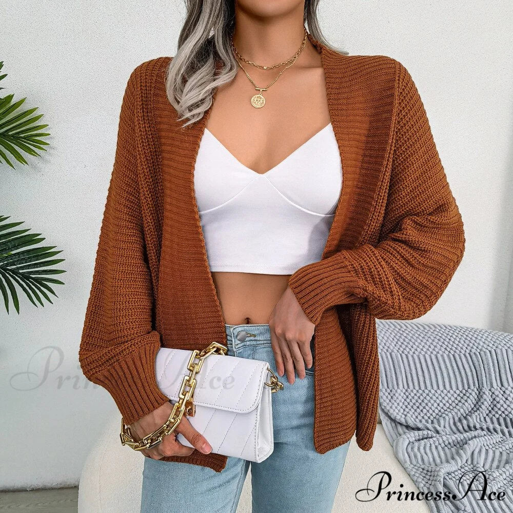 Long Sleeve Solid Color Knitted Cardigan Coat - Image 7