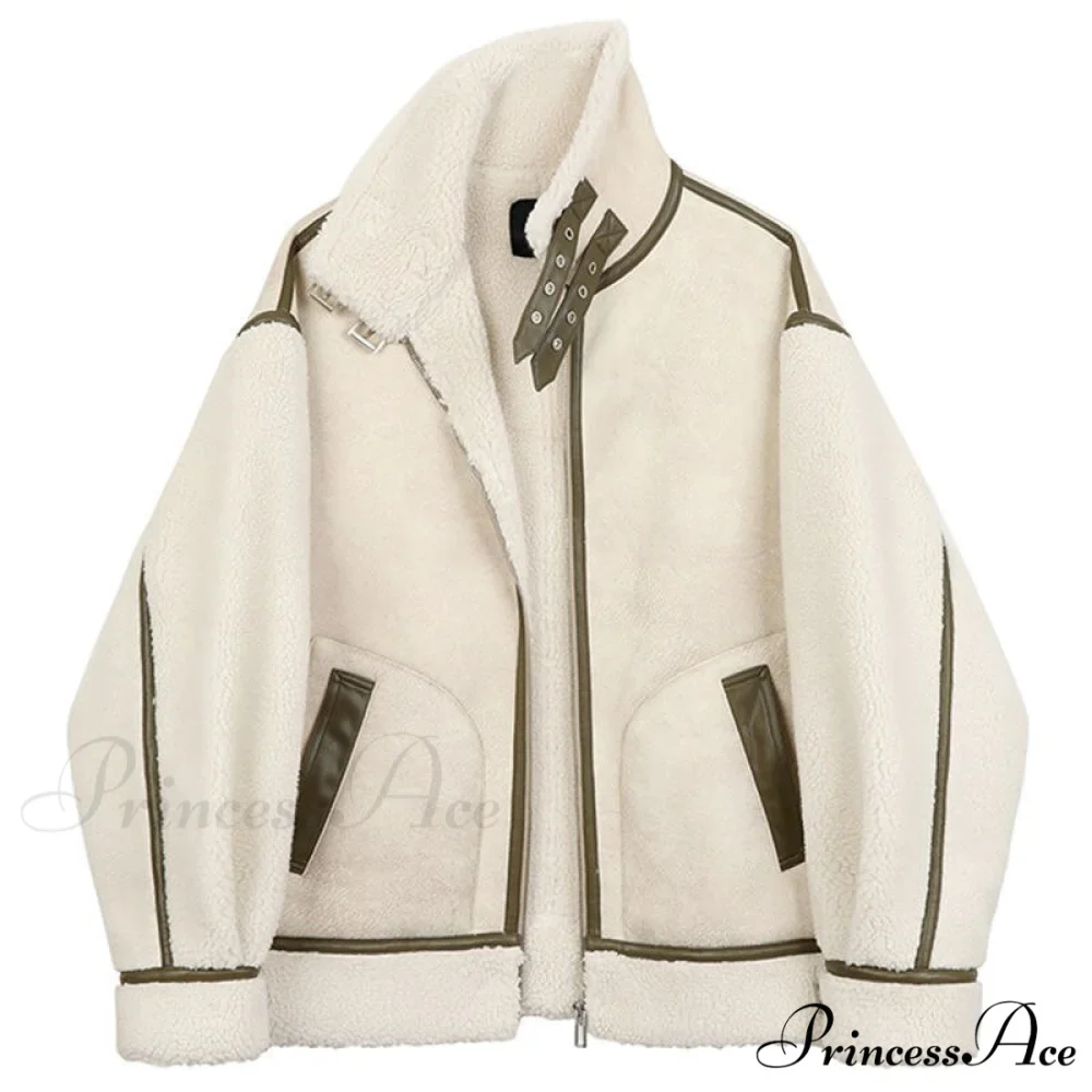 Warm Loose Leather Patchwork Jacket - Image 6