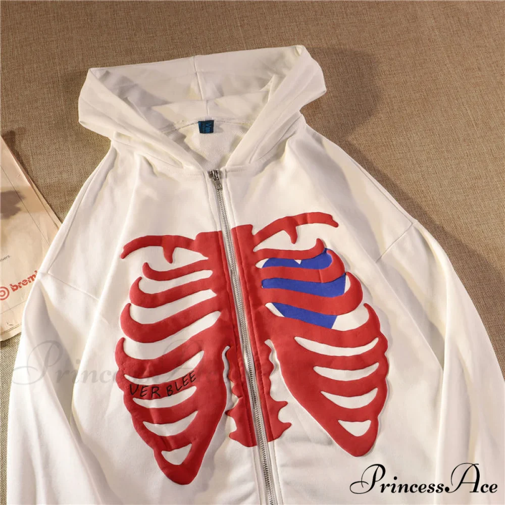 Gothic Skeleton Print Hoodies - Image 2