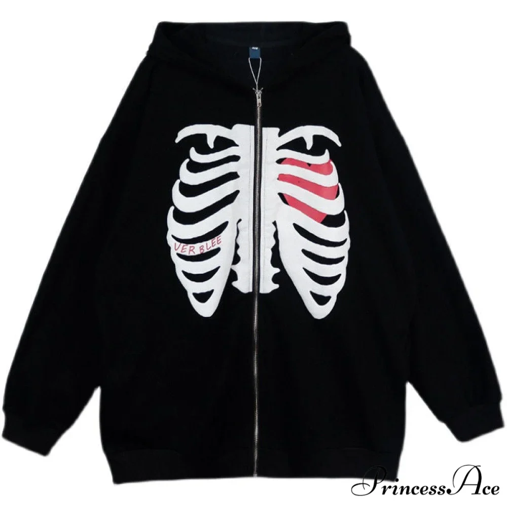 Gothic Skeleton Print Hoodies - Image 6