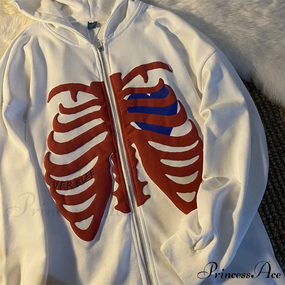 Gothic Skeleton Print Hoodies - Image 8