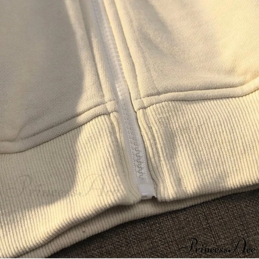 Letter Print Zip Up Hoodies - Image 4