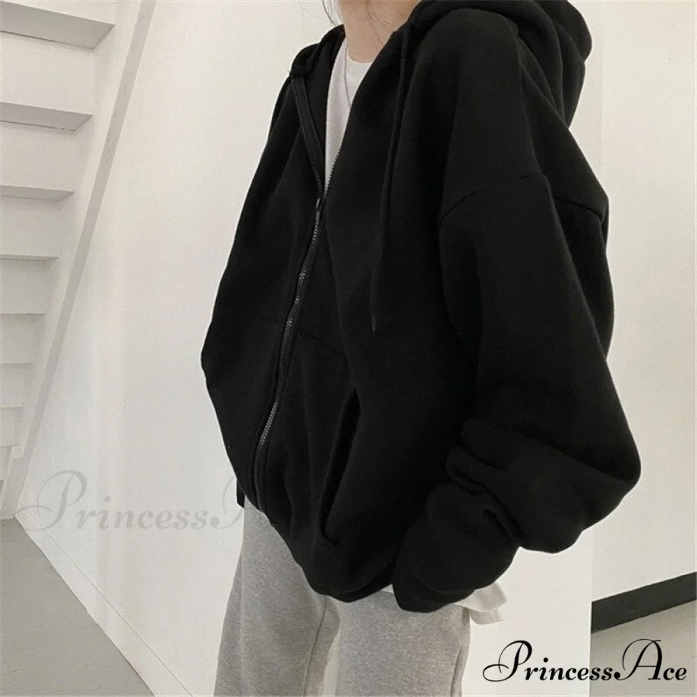 Letter Print Zip Up Hoodies - Image 7